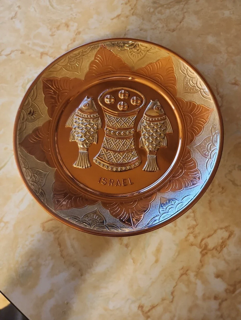 Vintage David Miro Artist Religious Israel Plate,Copper,Brass,Silver Plated,6in